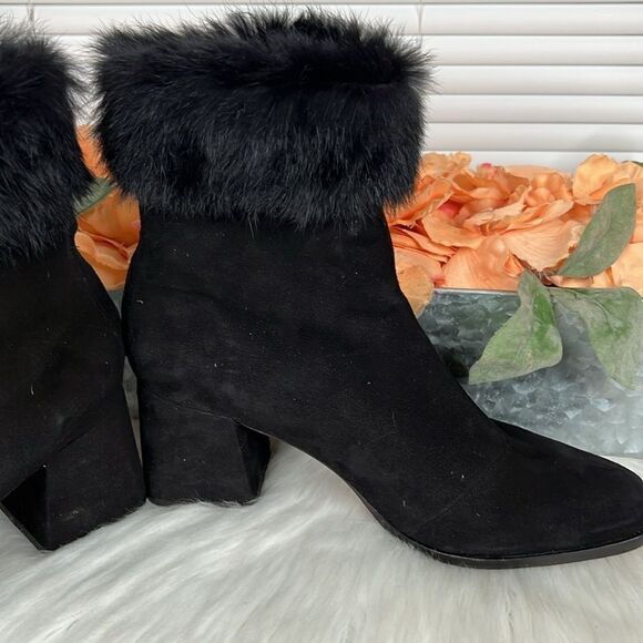 SCHUTZ Ketlyn Fur Trim Suede Boots Sz 10 - Picture 10 of 14